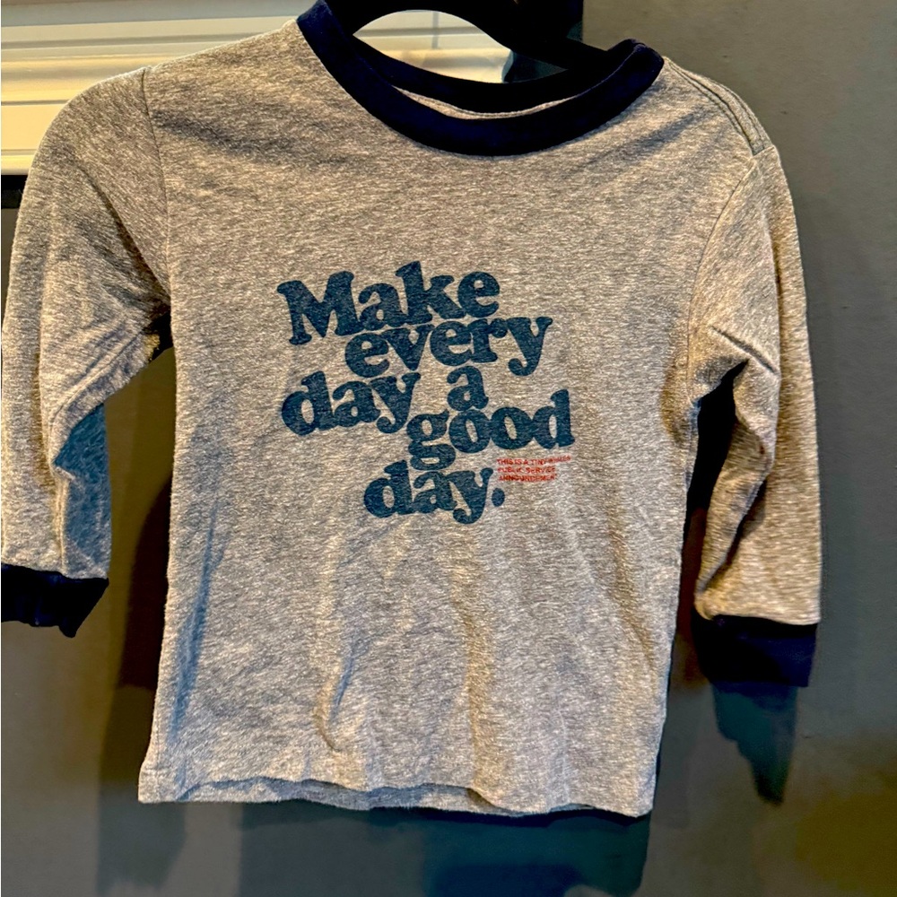Tiny Whales Gray Kids Shirt with Blue Accents